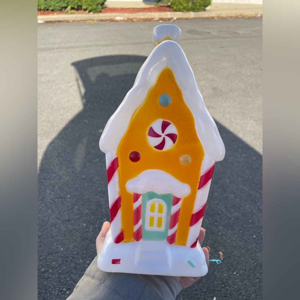 Holiday time blow mold gingerbread house